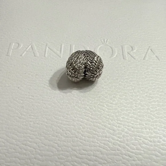 Pandora Silver Winged Feathers Heart Charm - Picture 3 of 3